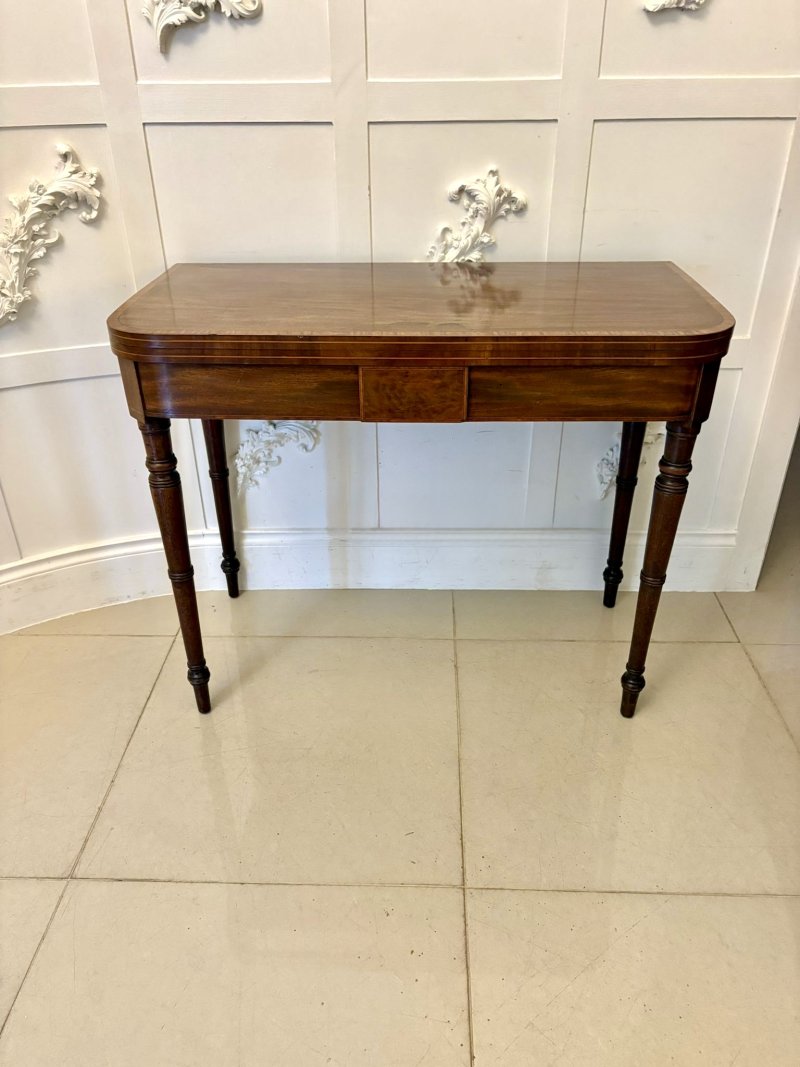 Antique Quality George III Mahogany Inlaid Card Table